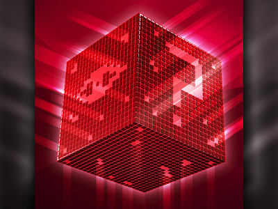 Curiosity Cube 2d crystal cube curiosity game glass lights photoshop pixel rays red reflections