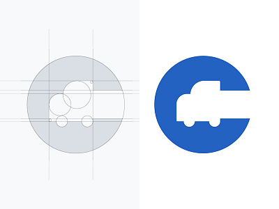 Carrus 2d carrier circle geometric grid icon logo negative photoshop road transportation trucks