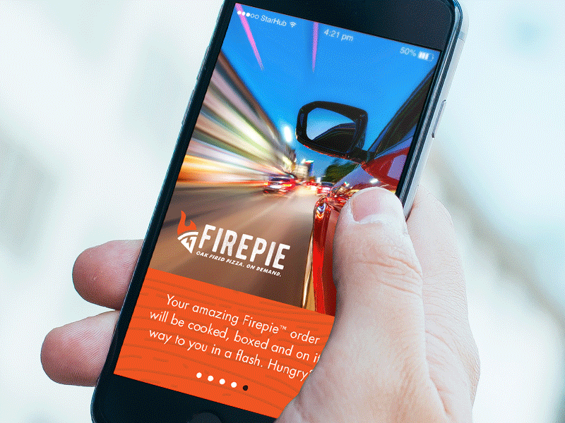 FIREPIE- oak fired pizzas app delivery design fast food fresh ios orange order pizza service ui