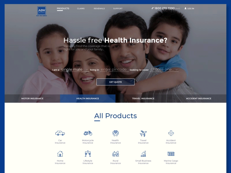 Landing page - Interaction animation branding design experience financial gif insurance interface landing ui ux website