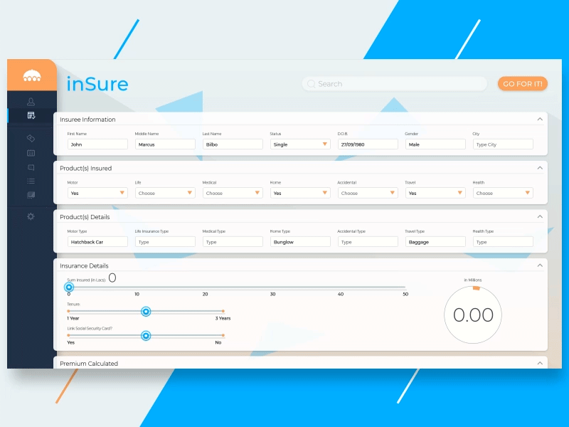 inSure (dashboard animation) after effects animation dashboard design gif graph insurance interaction photoshop ui video web app