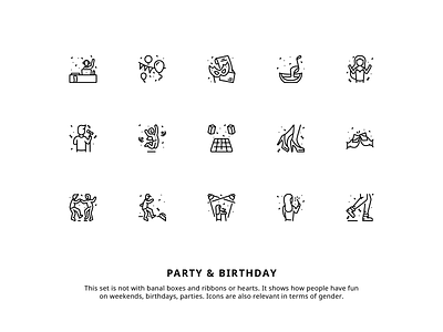 Party iconset birthday boy celebration character cheerful dance dj drink funny girl icons iconset illustrtion man people sing woman