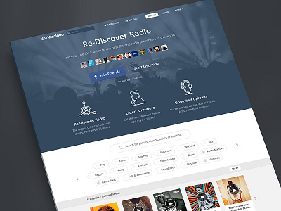 Mixcloud Homepage design dj homepage mixcloud mixes music podcast radio ui web website