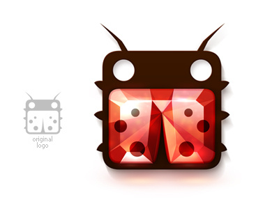 Ruby Ladybug logo adaptation box bug gem icon insect ladybug logo red ruby square