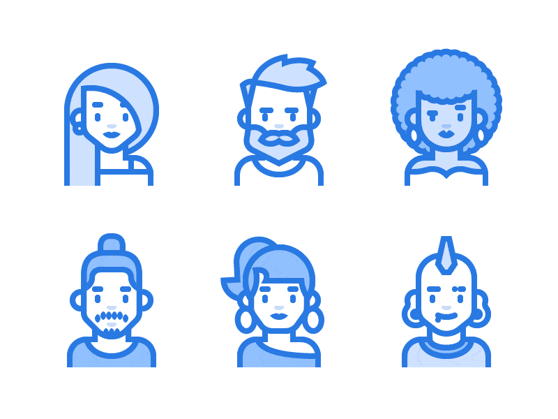 Animated Avatars animation avatar blue buy character creative market cute face gif icon illustration line loop motion outline profile sale simple user vector