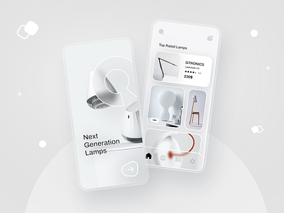 Next Generation Lamps App Design app app design app ui clean ui futurism futuristic futuristic ui lamp shoping lamp store online shop