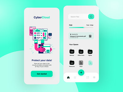 CyberCloud App concept app app design app ui cloud app cloud server cloud storage file manager file upload storage
