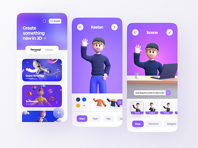 3D Character Building app concept 👨‍🔧