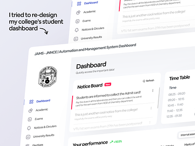 🖋 JAMS - JNNCE Dashboard Redesign! clean dashboard clean ui college dashboard dashboard dashboard redesign gouthamgtronics jams jnnce jams redesign jnnce redesign