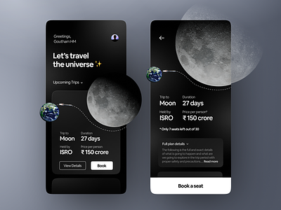 👩‍🚀 Inter-planetary trip travel app concept