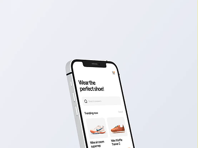 Sneakers Shop Exploration 👟 animation app design app ui clean ui gouthamgtronics mobile app mockup online shop shoe shop shopping app sneakers sneakers shop ui