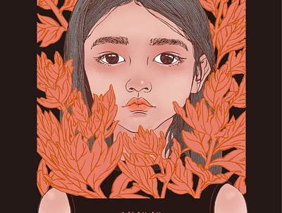 Anjojo in the autumn flat illustration vector