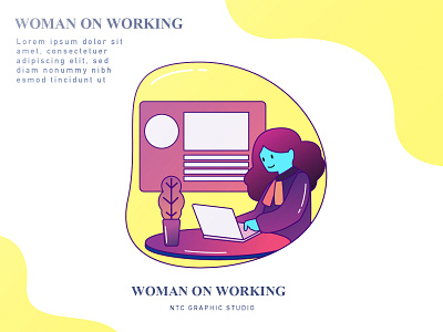 Woman on Working Illustration background business concept design flat graphic illustration ui ux vector