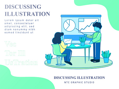 Discussing Flat Illustration banner business concept design discuss flat graphic group illustration ui vector