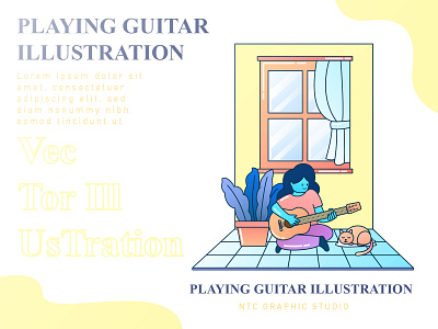 Playing Guitar Flat Illustration