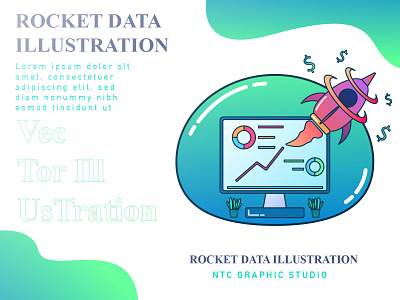 Rocket Data Flat Illustration analitycs banner business concept data flat graphic illustration rocket space ui ux vector