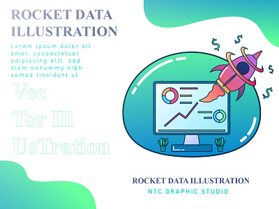 Rocket Data Flat Illustration