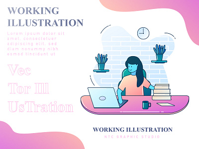 Working Flat Illustration