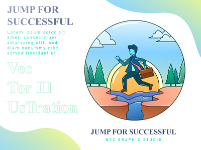 Jump For Successful Flat Illustration