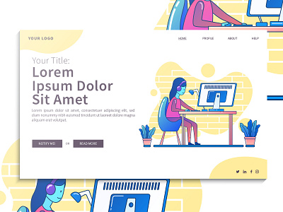 Woman on Working Landing Page Illustration