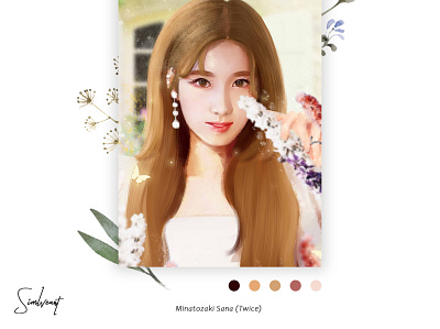 Minatozaki Sana character digital artwork illustration painting painting brushes