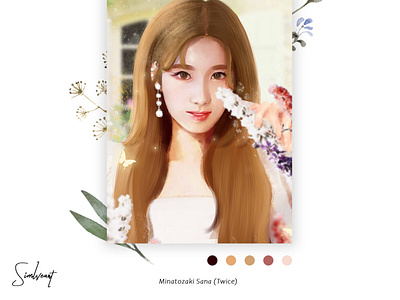 Minatozaki Sana character digital artwork illustration painting painting brushes