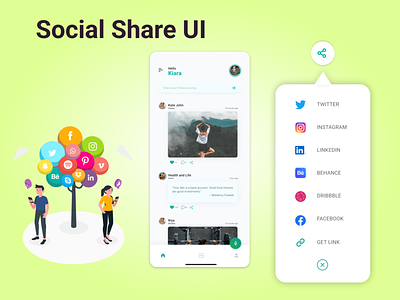 #DailyUI 010 Social Share UI app branding dailyui design illustration logo ui uidesigns ux vector