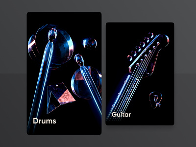 Quan - 3D Drums & Guitar 3d app branding design mvp web