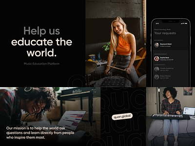 QUAN - Video Education Platform app branding design educate learn logo music ui video