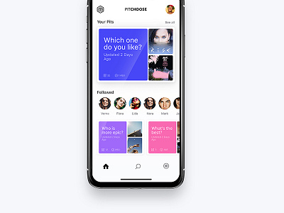 Pitchoose app home interface iphone screen ui ux voting x
