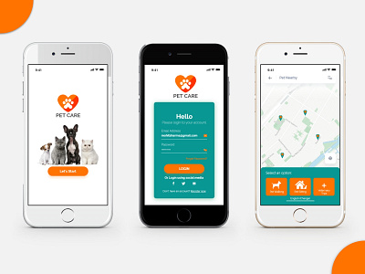 Pet Care App color palette design graphics mobile app design mobile ui ui ui design uidesign ux design xd design