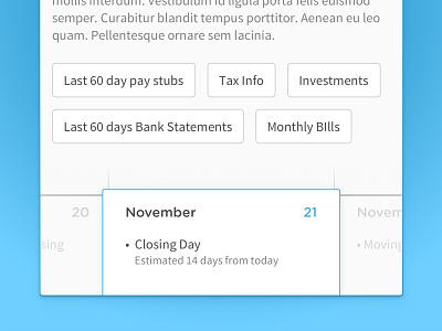 Calendar widget blue calendar closing gotham gradient mortgage round sans source