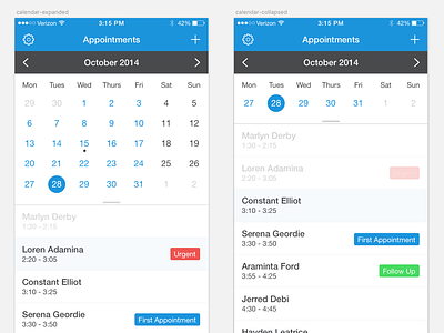 Calendar App Tracking app appointment calendar mobile tags time timeframe tracking ui