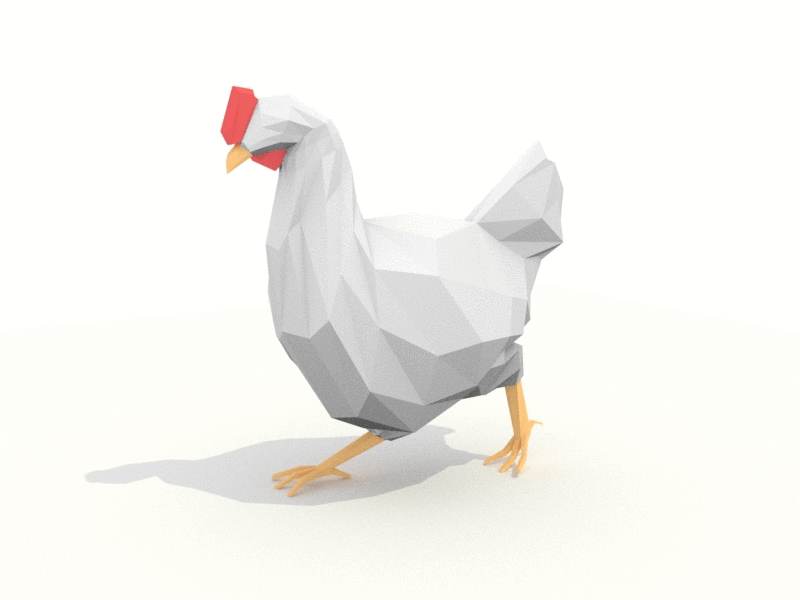 Chicken animation blender c4d chicken cycle low poly shadow walk