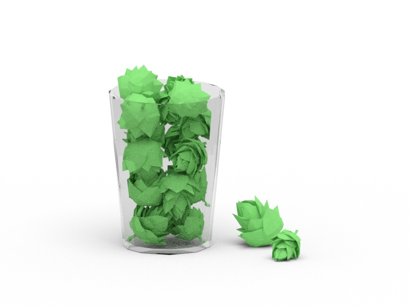 IPA refraction cup glass leaves ale beer hops blender poly low render