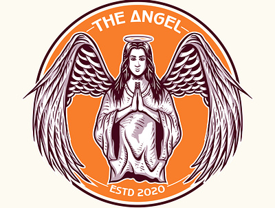 angel badge design angel artworkforsale badgedesign illustration illustrator tshirtdesign vector