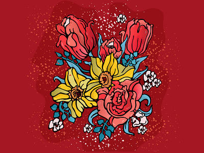 springflowers design flat illustration minimal vector