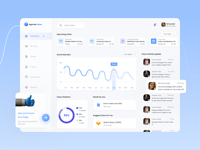 Agensip Class-Dashboard Screen app behance design dribbble freelance freelancer illustration mentoring mentors online class online classes online course study uiux