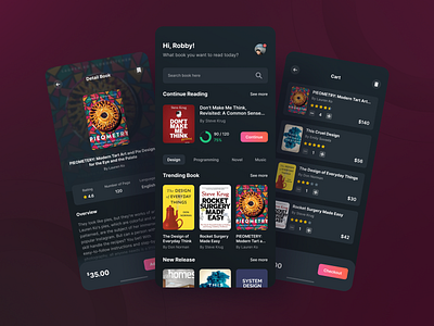 Book Store Mobile Apps - Dark Mode