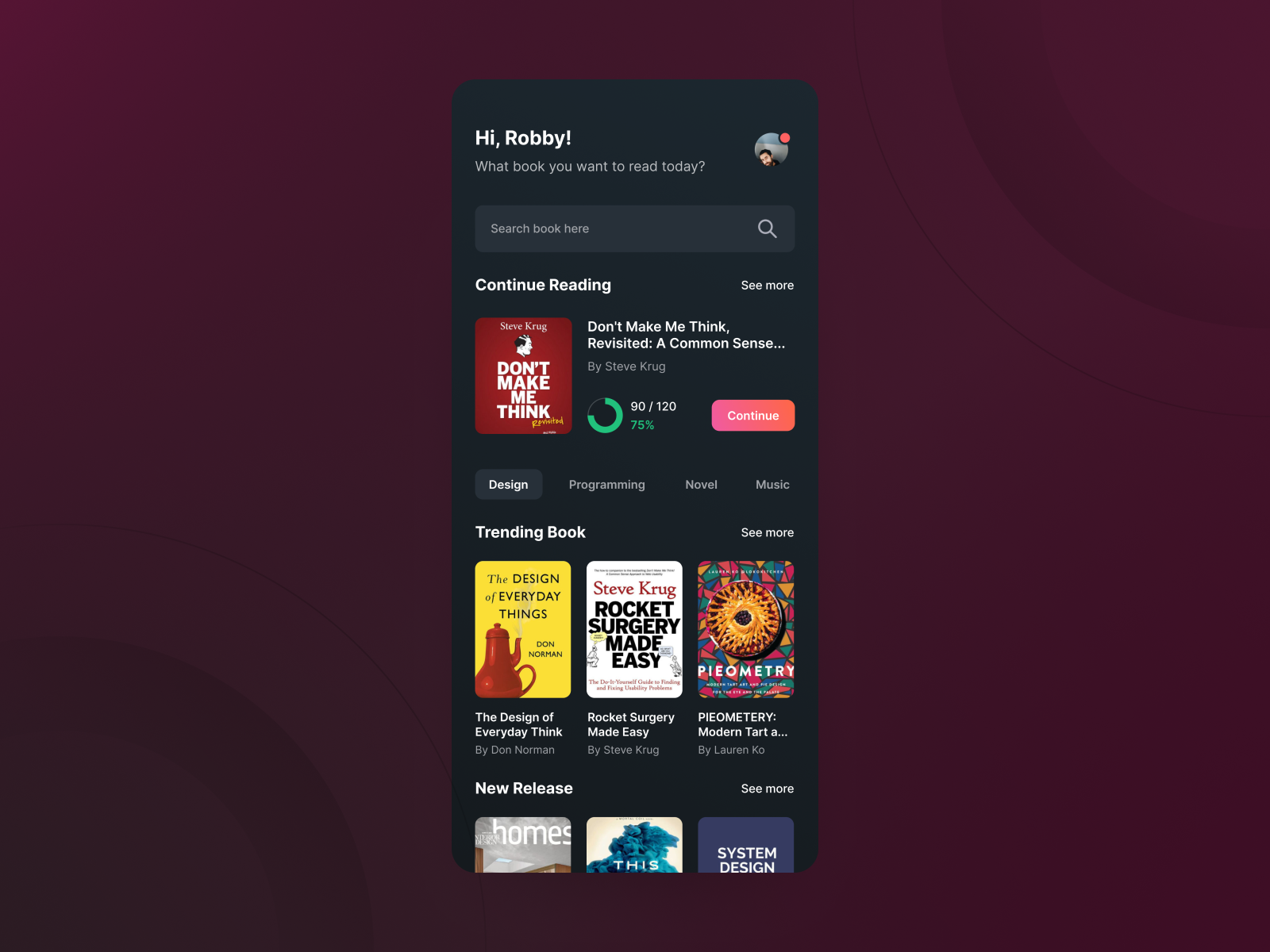 Book Store Mobile Apps Dark Mode by kurniamajid for Agensip UI UX Agency on Dribbble