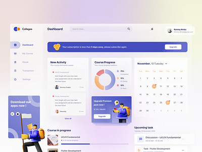 Collages - Dashboard app clean design dashboard design dribbble freelance freelancer mentoring online course ui uiux work