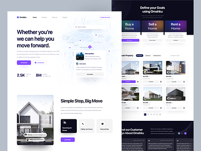 Omahku-Real estate Landing Page animation apartment boarding house card clean clean ui design dribbble freelance freelancer house landing page modern real estate rent house typography ui uiux