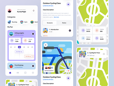 Mari Sehat - Workout Course Mobile App app cheerful clean clean ui colorful design dribbble fitness freelance freelancer illustration maps mentor mobile app online courses sport ui uiux workout