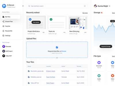 In.Secure - Cloud storage dashboard by Kurnia Majid for Pickolab Studio ...