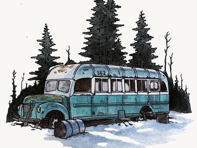 Into the Wild bus art artwork artworked artworking design illustration into the wild sketchbook watercolor