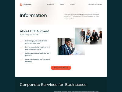 CERA Invest GmbH — Information Page concept corporate design illustration middltone responsive web website