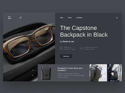 K10 Bags Shop bag case design desktop fullscreen minimal shop ui ux website