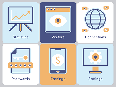 Icons for analytics platform website