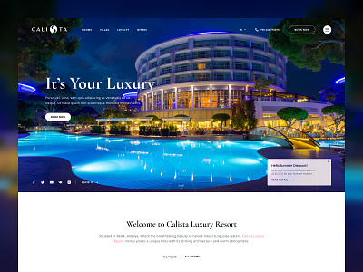 Calista Luxury Resort Website Design clean design hotel luxury resort ui ux web