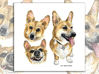 Dudley - 2021 animal corgi dog drawing illustration painting watercolor